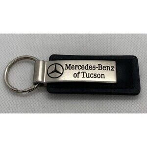 Mercedes-Benz of Tucson Arizona Keychain Keyring Silver Metal Black‎ Leather